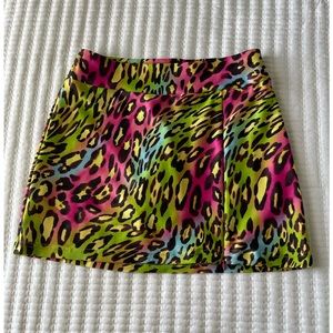 Tzu Tzu Multicolor Leopard Print Skirt
